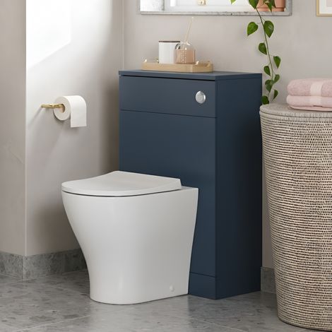 Signature Umea Back to Wall WC Toilet Unit 500mm Wide - Matt Deep Blue