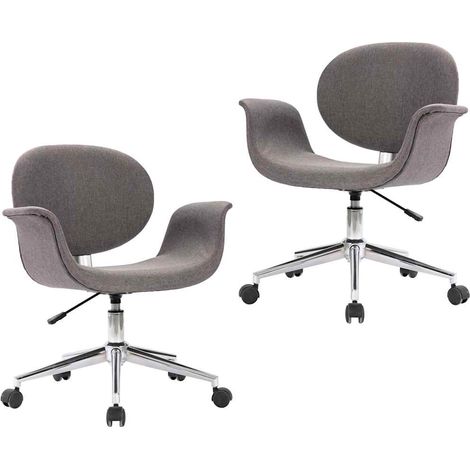Maison Exclusive - Drehbare Esszimmerstühle 2 Stk. Grau Stoff (1/5)