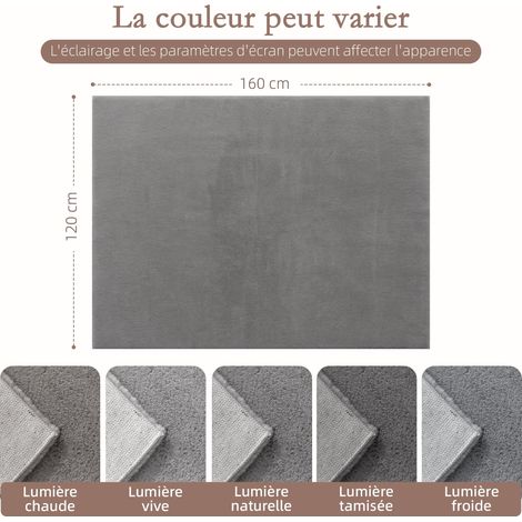 Tappeto da soggiorno rettangolare 160 x 120 x 2,5 cm lavabile in lavatrice antiscivolo morbido scandinavo in poliestere grigio chiaro 210003682