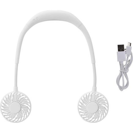 Ventilateur portable sport USB scintillant blanc, refroidissement mains libres pour cou, ventilation légère (1/5)
