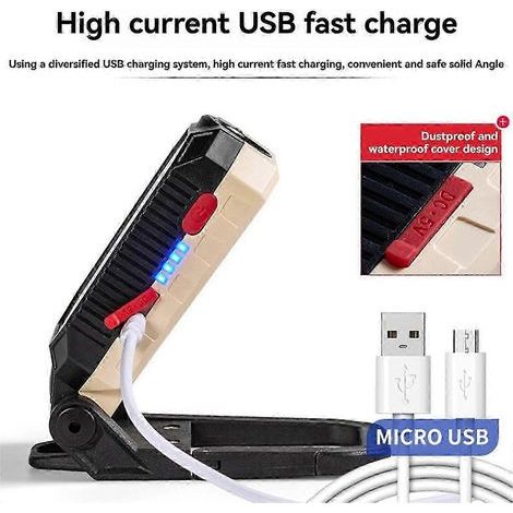 Lampe de travail COB : Lampe magnétique portable rechargeable par USB pour éclairage d'urgence extérieur (1/5)