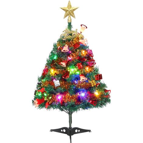 Sapins de Noël 60 cm, Mini Sapin et Ornements Sapin Artificiel pour Table Bureau Accueil Décoration (Arbre de Noël) (1/5)