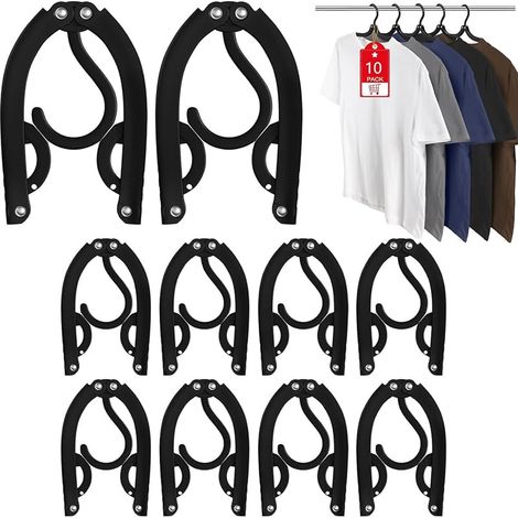 Lot de 10 cintres de voyage pliables avec 10 clips, Cruise Essentials 2025, cintres portables pliables en plastique, indispensables de voyage pour valise, hôtel, camping-car, voyage, avion, camping (1/5)