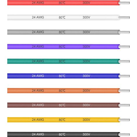 Fil électrique PVC 24 AWG étamé 6.56ft Couleur multiple (1/5)