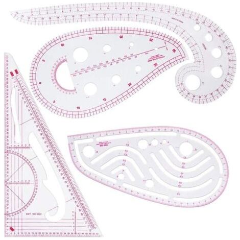 4 Pièces Couture Règle Métrique Règle de Courbe pour la Couture Modèle de Dessin Outil Sur Mesure pour Vêtements de Bricolage (1/5)