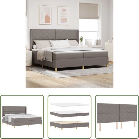Matelas ferme -  Lit à ressorts avec matelas Taupe 200 x 200 cm tissu (1/5)
