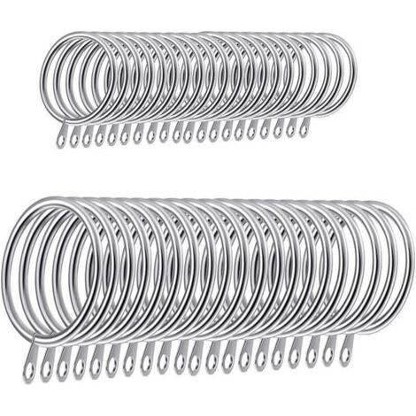 Set of 40 Metal Rings for Curtains 45 mm, Curtain Hanging Accessories, Voile Rods (Silver) (1/5)