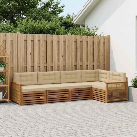 vidaXL Outdoor-Sofagarnitur mit Kissen 5 pcs Natur und Beige (1/5)