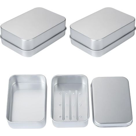 SHINING HOUSEPaquet de 3 porte-savon en aluminium, porte-savon en aluminium avec plaque de vidange, porte-savon de voyage pour le stockage du savon à la maison et en voyage, étanche et résistant à l'h (1/5)