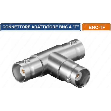 CONNETTORE ADATTATORE SDOPPIATORE BNC A "T" 3 CONNESSIONI FEMMINA CCTV DVR