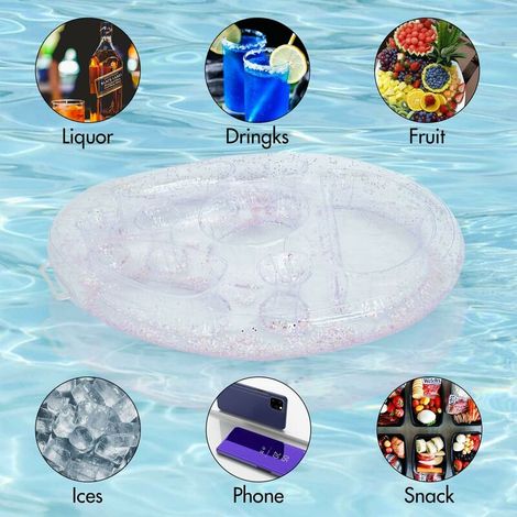 Porte-gobelets Gonflable Piscine Avec 6 Trous – Support Flottant Pour Boissons, Snacks Et Smartphone – Idéal Pour Les Fêtes, Plage Et Jacuzzi