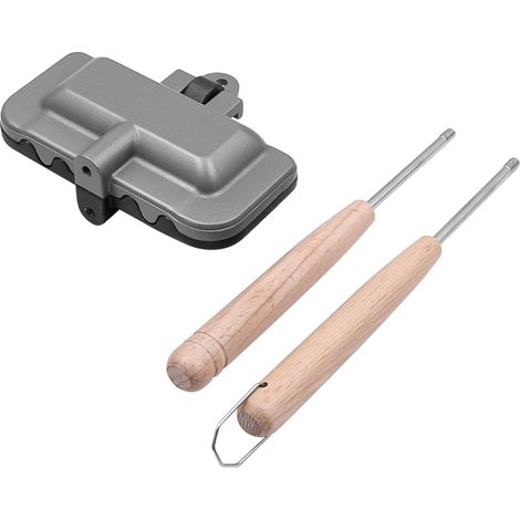 Grille-Pain de Camping en Aluminium poêle à Sandwich rectangulaire Double Face poêle antiadhésive pour Petit-déjeuner crêpes omelettes et Toasts (1/5)