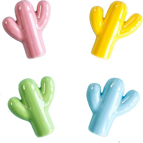 4 Pices Cactus Boutons En Cramique Boutons D'armoire En Cramique Poignes De Tiroir Animaux Boutons Pour Enfants Boutons De Meubles Dcoratifs (1/4)