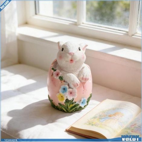 Ashata Statue Lapin de Pâques en Résine Décoration Mignonne Lapin de Pâques (1/5)