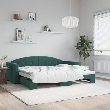 Sofá cama nido terciopelo verde oscuro 90x200 cm vidaXL (1/5)