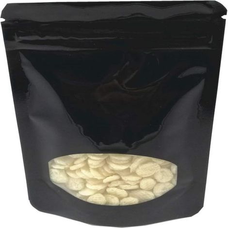Irovami Sachets alu noir lot 100 – 14x20cm, fenêtre ronde – Idéal pour bonbons, café, conservation (1/5)