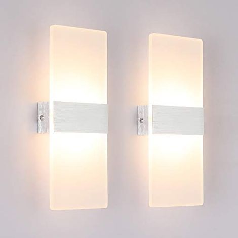 2 Pack Applique Murale Interieur 12W LED Lampe Murale Designe Créatif Décoratif Pour Chambre Couloir Salon Hôtel Salle Blanc Chaud 3000K (1/5)