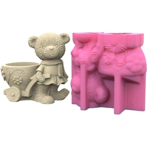 Blumen-/Make-up-Pinselhalter-Organizer & Bärenstatue-Pflanztopfform (1/5)