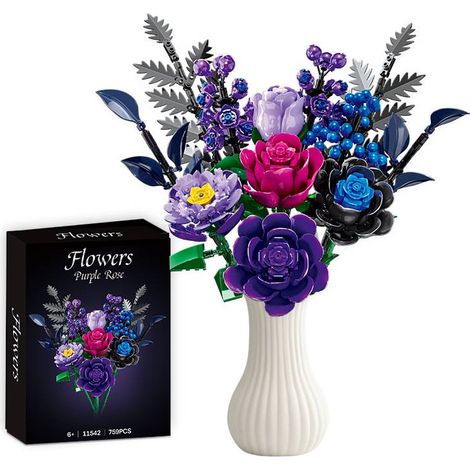 Lila Rosen-Bastelset – geeignet für Erwachsene und Frauen – ideal für Halloween, Weihnachten und andere Feiertage künstliche Blumen und Dekorationen. (Vase nicht enthalten) (1/5)