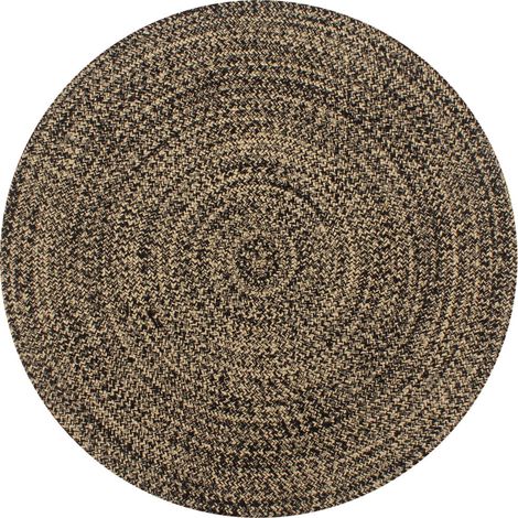 Tapis fait à la main Jute Noir et naturel 90cm (1/5)
