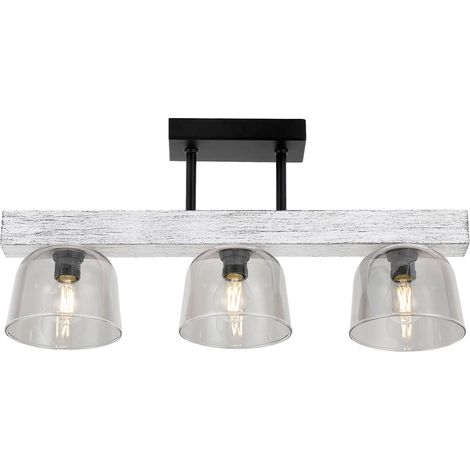Lampada a soffitto cardamomo metallo/legno argento E14 3x max 40w h: 24 cm L: 50 cm Ø12 cm Dimmabile (1/5)