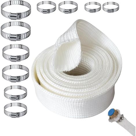 Tuyau d’Échappement Isolé 25mm pour Générateur Électrique de 200cm en Fibre de Verre avec 10 Clips de Serrage, Tuyau d’Échappement Résistant à la Chaleur et aux Produits Chimiques (1/5)