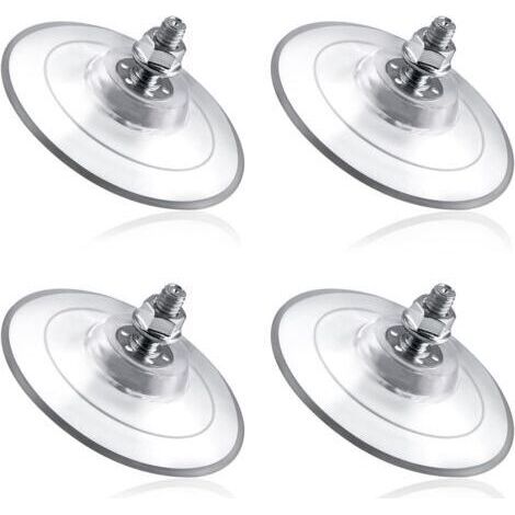 Juego de 4 ventosas grandes con tuerca de rosca M8, 85 mm, fabricadas en PVC transparente - Ventosas de cristal extra fuertes y gruesas (1/5)