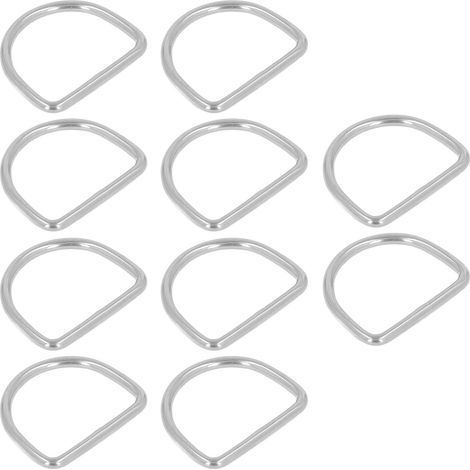 Set mit 10 D-Ringen aus Edelstahl 316, 3 mm, nahtlos geschweißt, halbrund, für Surfbrett- und Kajakzubehör, 25 x 22 x 3 mm (1/5)