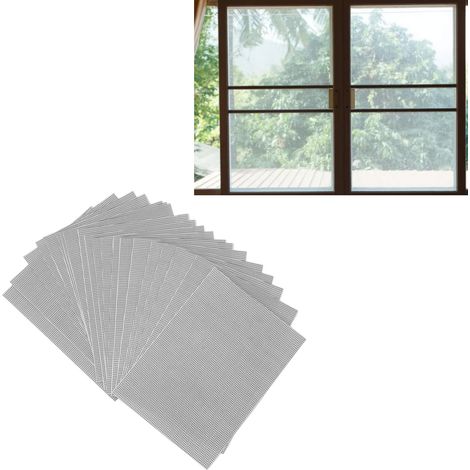 Kit de réparation d'écran en 20 pièces avec patch de réparation auto-adhésif, remplacement en fibre de verre pour fenêtres, portes, tentes et filets. (1/5)