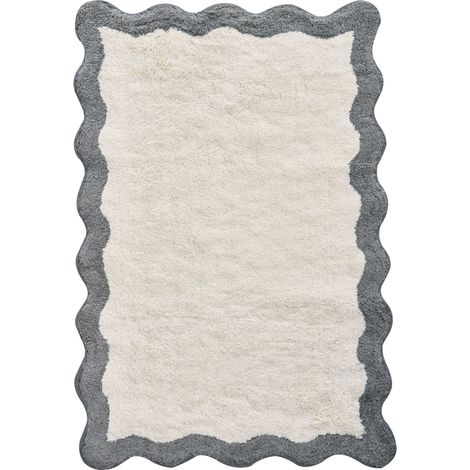 Badematte NANGAL Grau / Beige 60 x 90 cm Baumwolle