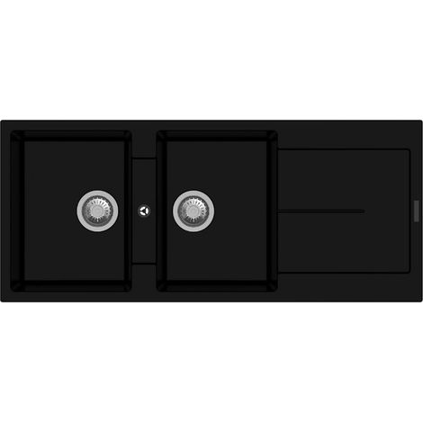 Lavello 2 vasche e gocciolatoio nero Enigma D200 (1/2)