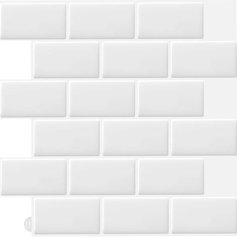 10 Stück weiße, selbstklebende Wandfliesenaufkleber, 3D-Aufkleber für Küche und Badezimmer (30,5 x 30,5 cm)