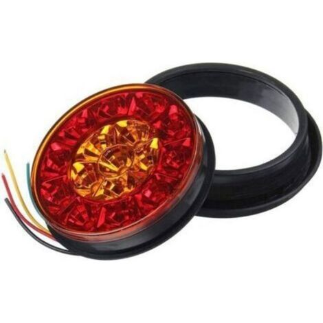Feux arrière LED 16 diodes, ronds, avec œillets caoutchouc – pour voiture, camion, remorque (1/5)