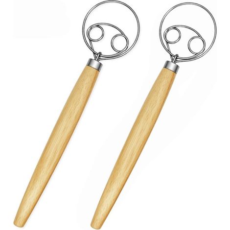 Ensemble de 2 batteurs à pâte professionnels - batteurs danois - batteurs à pâte à pain - batteurs à œufs - pour la cuisson du pain, des gâteaux et des desserts. (1/4)