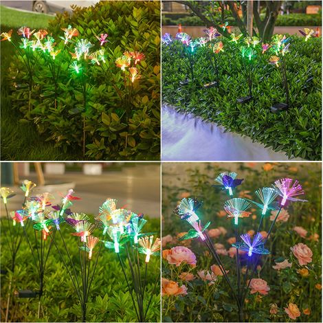 Luminaire Solaire Papillon - 7 LED Optique Fibre - Étanche - Décoration Extérieure Jardin - 1 Pièce (1/5)