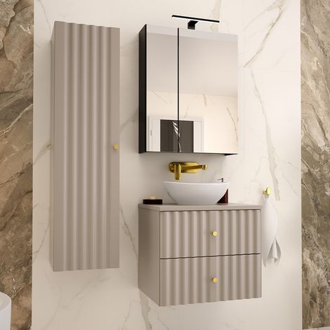 Set di mobili da bagno con lavabo Izae cachemire 60cm