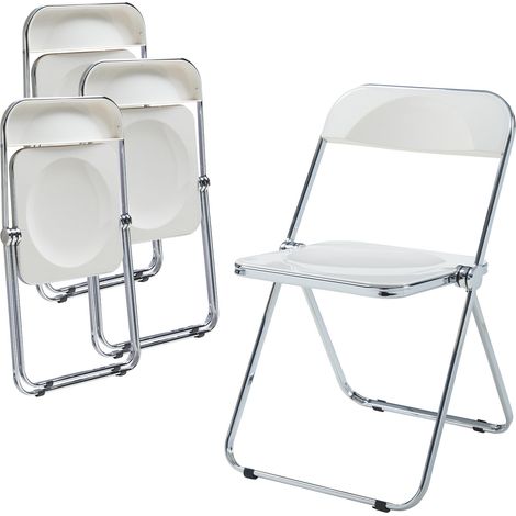 Juego de 4 sillas de camping plegables 74 x 46 x 47 cm blanco 030009845