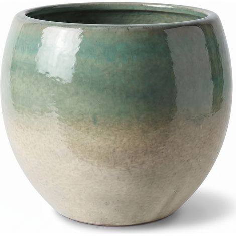 Pot grande taille d'extérieur MOZART 43x35cm brume d'été, fait main en terre cuite émaillée, résistant au gel (1/2)