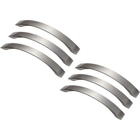 6er-Pack Küchenschrankgriffe – Gebürstete Aluminiumlegierung – Geeignet für Schränke, Schubladen, Schränke (Lochabstand 128 mm)