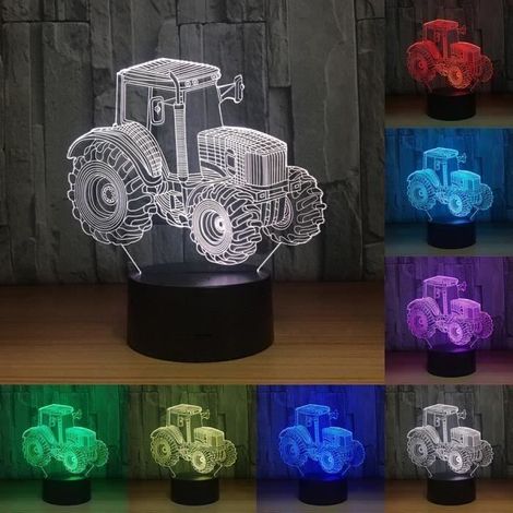 Lampe LED 3D Tracteur De Voiture - 7 Couleurs - Maison Décoration - Rechargeable USB - Tactile (1/4)