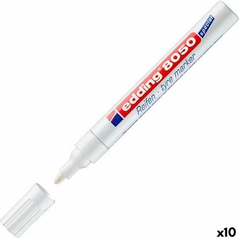 Edding E 8050 Permanentmarker Weiß Packung mit 10 Einheiten