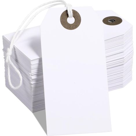 100 étiquettes prix avec ficelle, petites, suspendues, pour vente détail, sacs cadeaux, artisanat.