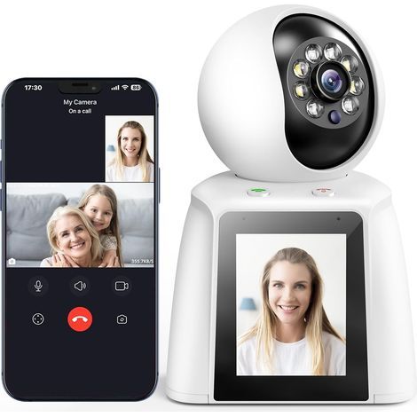 Cámara de seguridad interior 2K, monitor wifi para bebés, ancianos, niños y niñeras, video bidireccional/aplicación para teléfono, cámara para mascotas, cámara para videollamadas. (1/4)