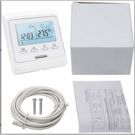 1 Thermostat programmable, écran LCD rétroéclairé, sonde interne et externe, chauffage au sol électrique (1/5)