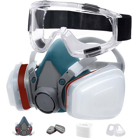 Masque Anti Poussière 18 in 1, Masques Peinture, Réutilisable Avec Filtre Anti Poussière,Masques a Gaz Respiratoire avec Filtre pour Pulvérisation,Peinture,Travaux, Produits Chimiques,Bricolage Bleu (1/5)
