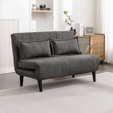 HARPER FOLDING CLIC CLAC FABRIC LIVING ROOM LOUNGE SOFA BED 2 SEATER CHARCOAL