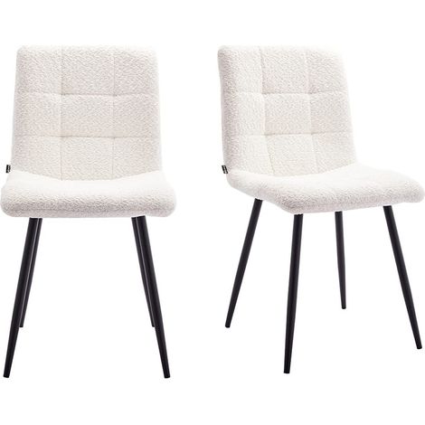 Lot de 2 chaises en tissu bouclette écru, piètement noir - Iggy (1/5)