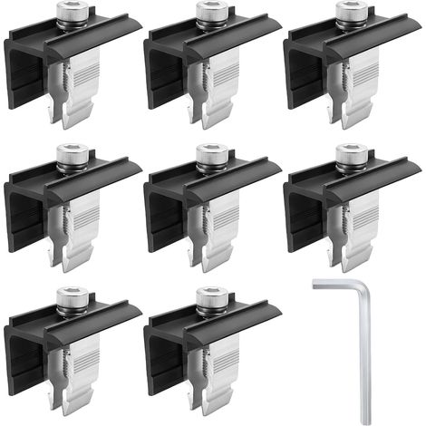 Fixation Panneau Solaire 8 Pièces Kit de Support de Panneau Solaire en Aluminium 30 mm avec Ecrous et Boulon pour Photovoltaïque Camping Car Toiture Mural Modulhöhe 30mm 45mm