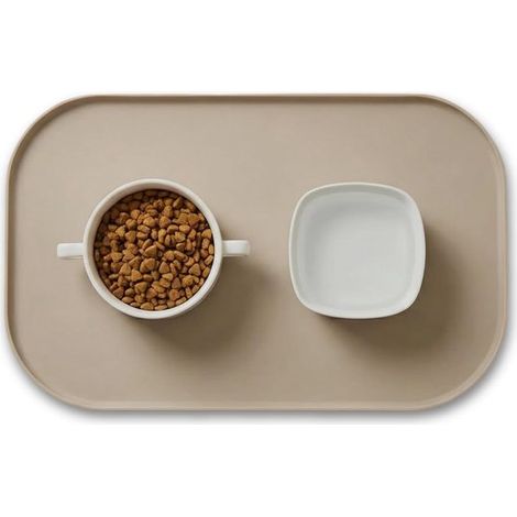 Alfombrilla para comederos de perro,alfombrilla de silicona sin BPA con borde elevado,44 x 27 x 1 cm,para 2 cuencos (1/5)