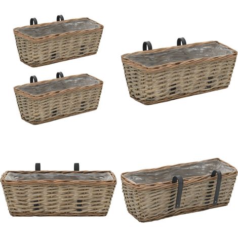 Jardinière de balcon 2 pcs Osier avec doublure en PE 40 cm - Jardinier De Balcon - Pot De Fleurs Extérieur - Jardinière Osier - Plante Suspendu - Déco Jardin - Home & Living (1/5)